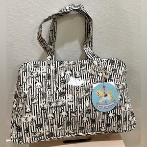 NWT Merry Go Round PVC Large Tote waterproof Black Stripe Animal prints Handbag